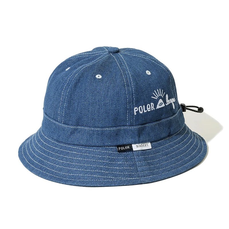 日本限定 Poler x Leaque DENIM BELL HAT 牛仔鐘形帽 / 丹寧藍 - 帽子 - 其他材質 藍色