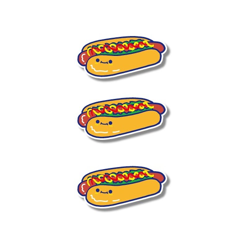 1212 fun design funny everywhere stickers waterproof stickers - cute hot dog fort - สติกเกอร์ - วัสดุกันนำ้ สีส้ม