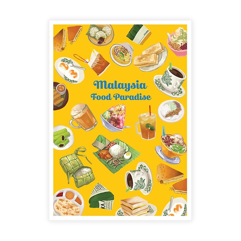 Malaysia Food Paradise Makanan Postcard - การ์ด/โปสการ์ด - กระดาษ 