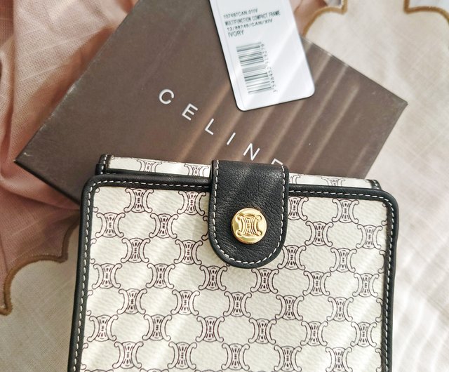 新品未使用 箱付き CELINE ホワイトフラワー 二つ折りショートシルバー