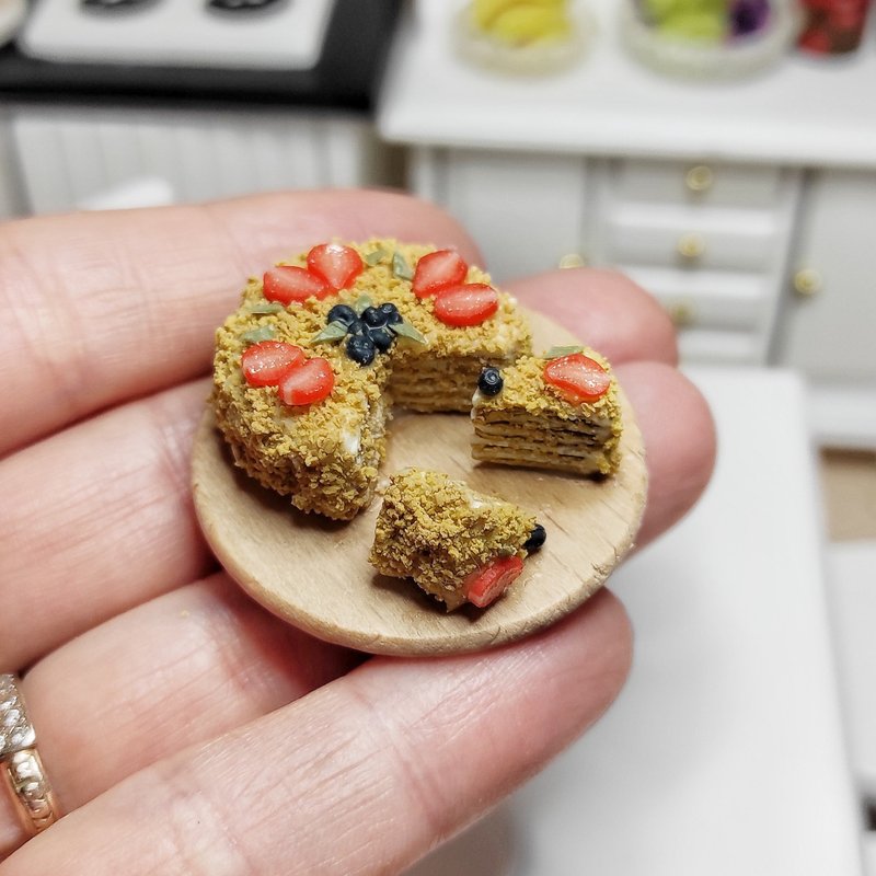 逼真的聚合物粘土蛋糕 - 娃娃屋蛋糕 - 娃娃糖果 - 立體模型 - 公仔/玩偶 - 黏土 