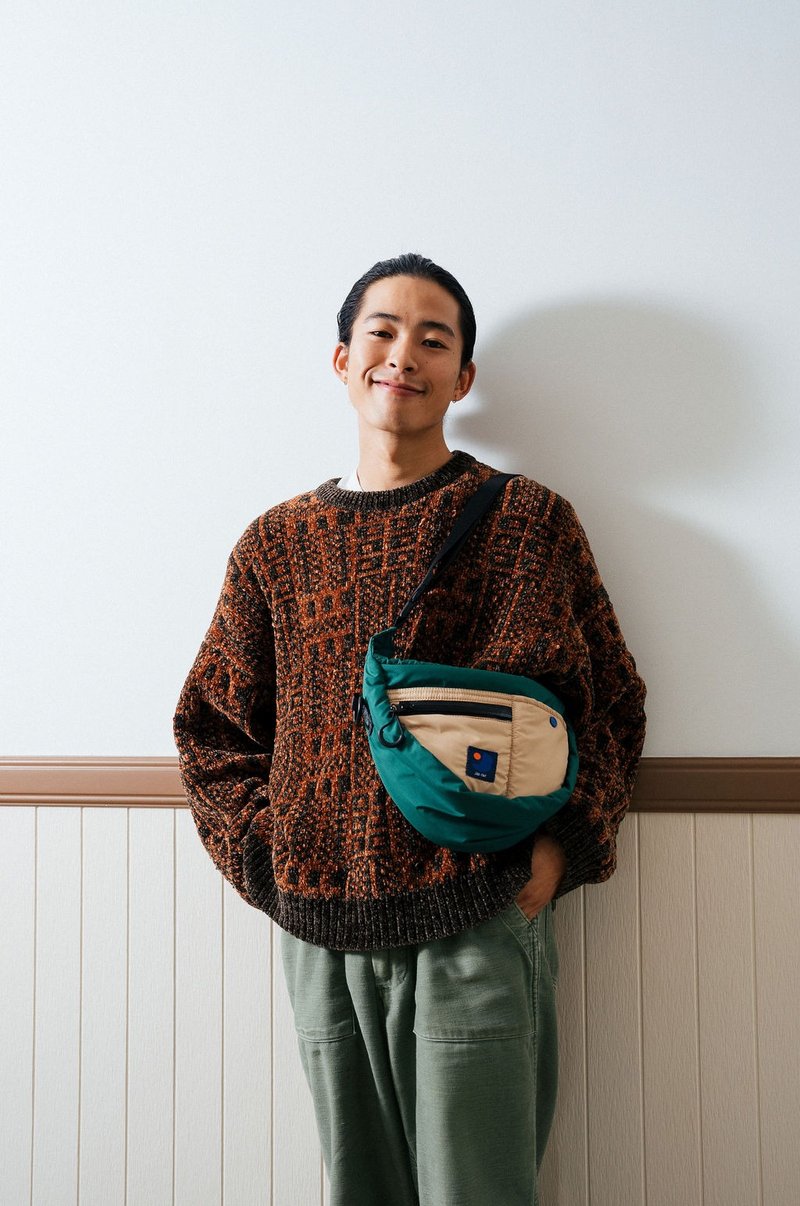 Halfmoon Autumn : Green Beige - Messenger Bags & Sling Bags - Nylon Green