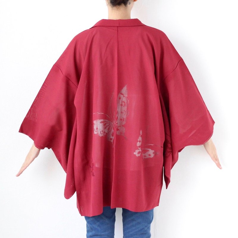 summer kimono, butterfly kimono, kimono jacket, Japanese fashion, kawaii /3896 - Women's Casual & Functional Jackets - Polyester Red