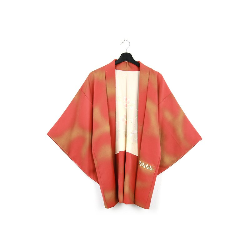 ヴィンテージ刺繍/ヴィンテージ着物付きの緑の日本刺繍鳥に戻る - ジャケット - シルク・絹 