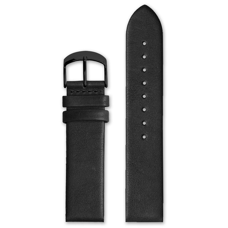 HYPERGRAND皮革錶帶 - 22mm - 黑色小牛皮(黑釦) - 女裝錶 - 真皮 黑色