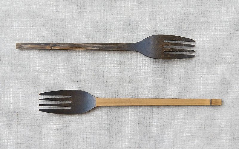 Bamboo fork wipe black lacquer - ช้อนส้อม - ไม้ สีดำ
