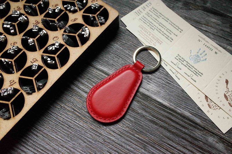 Shaped Easy Card Chip Charm - Key Ring Type B - Red - ที่ห้อยกุญแจ - หนังแท้ สีแดง