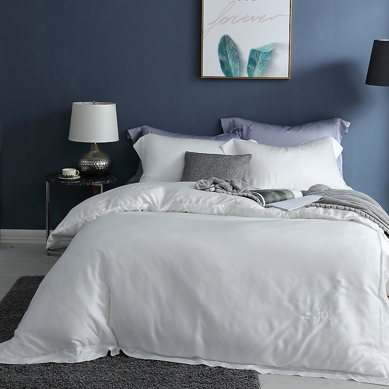 (雙人)純白夢境-純色設計款天絲兩用被床包四件組【60支天絲】 - 寢具/床單/被套 - 其他材質 白色