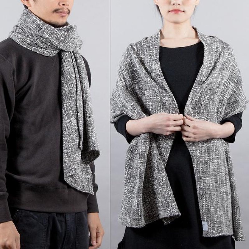 ざっくり編み ブラック&ホワイトミックス ストール、マフラー　Tcollector - 圍巾/披肩 - 其他材質 銀色