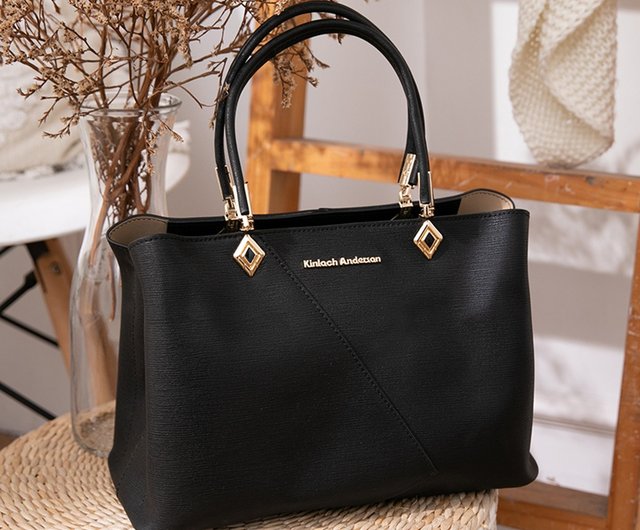 NEW Genuine Leather Black Bag / High Quality Tote Asymmetrical 