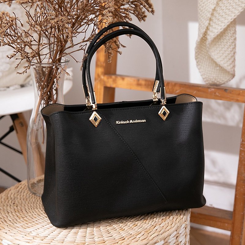 [Kim Anderson] SIBYL Asymmetrical Tote Bag - Midnight Black - Handbags & Totes - Genuine Leather Black
