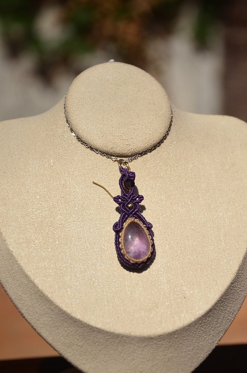 Amethyst Macrame necklace & Bracelet - Necklaces - Gemstone Purple