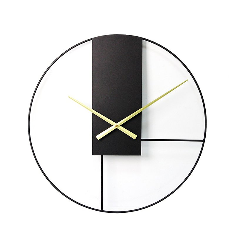鐵製設計時鐘 蒙德里黑 53cm 黑色烤漆 台製機芯 鐵藝鐘