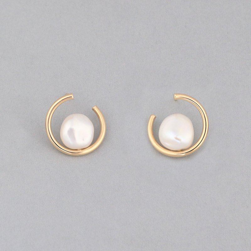 anapnoe-Nature | 10K Kexu Pearl Hoop Earrings, Japanese Light Jewelry - Earrings & Clip-ons - Pearl White