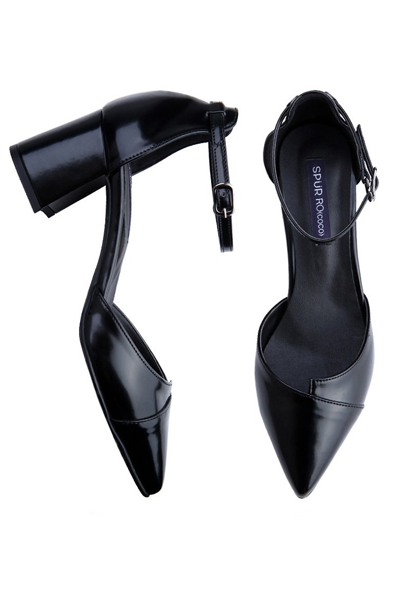 SPUR Overlap dorsay Heels JF7030 BLACK - รองเท้าส้นสูง - วัสดุอื่นๆ สีดำ