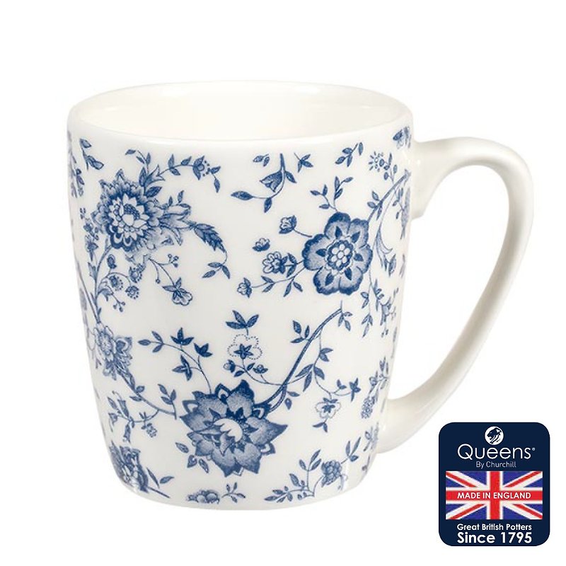 Churchill | Queens Porcelain Mug Classic Blue and White Floral Collection 300ml Tudor - Cups - Pottery Blue