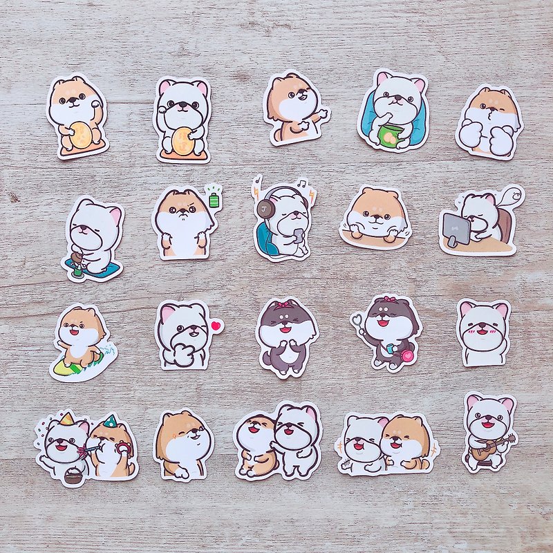 Chai Qiang round l waterproof sticker set (20 in) - Stickers - Paper White