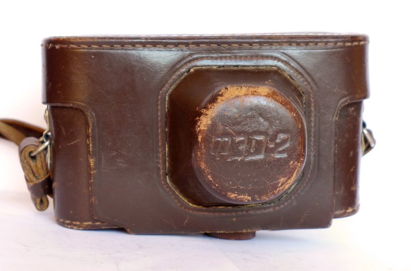 Genuine hard leather case camera bag for FED-2 with strap rangefinder USSR - 相機/拍立得/底片相機 - 真皮 咖啡色