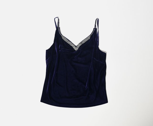 Velvet spaghetti strap clearance top