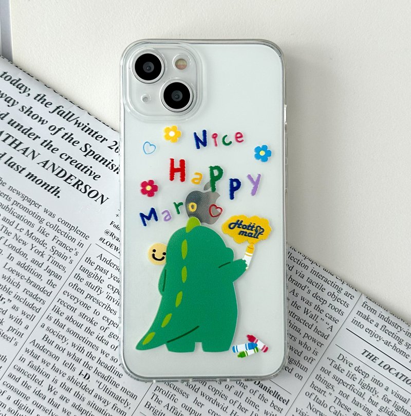 iPhone Galaxy Graffiti dinosaur anti-drop and scratch-resistant for Transparent - เคส/ซองมือถือ - พลาสติก หลากหลายสี