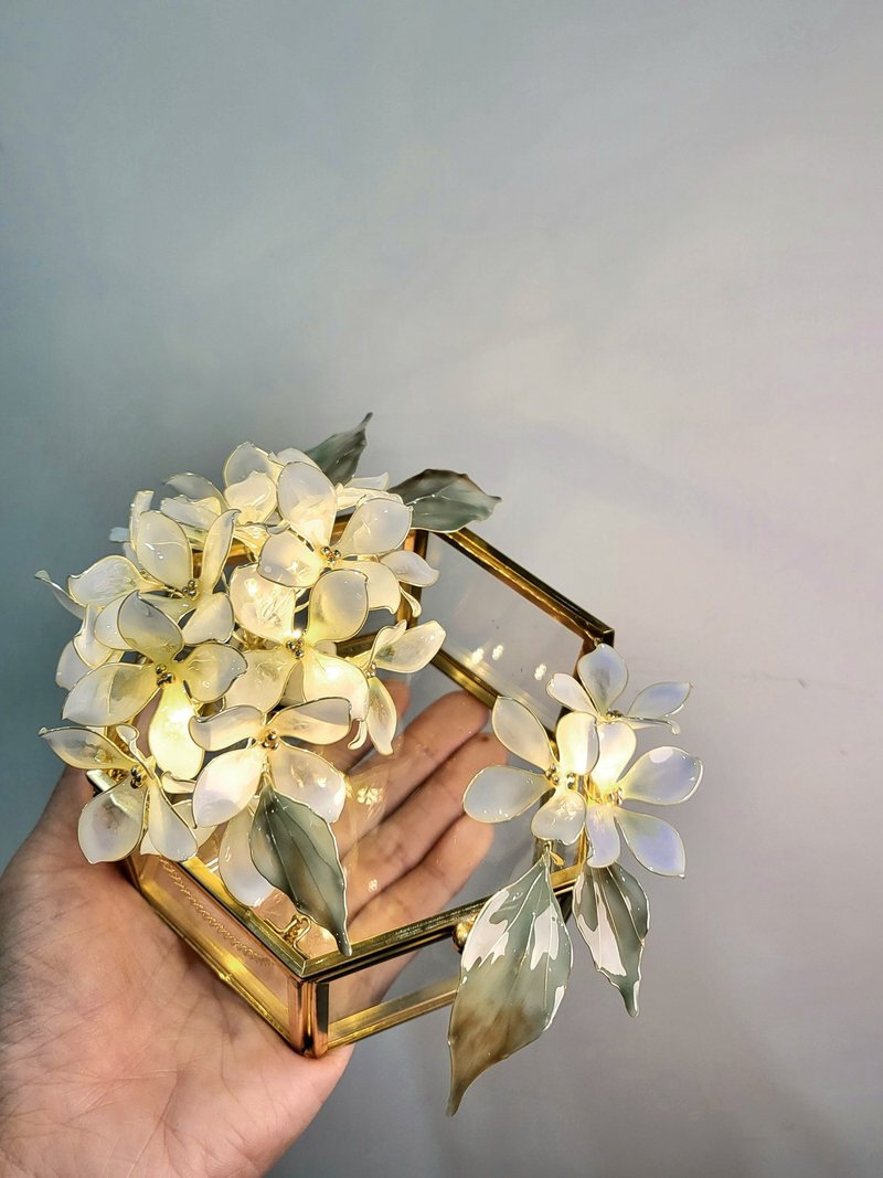 【沾浸藝術•玻璃飾盒】繡球花。小夜燈。生日禮物 - 其他 - 樹脂 