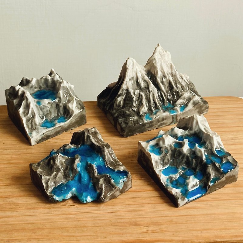 雪山氷河プラットフォームモデルベースモデルプラットフォームモデルシーン小さな恐竜人形装飾 - 置物 - コンクリート ブルー