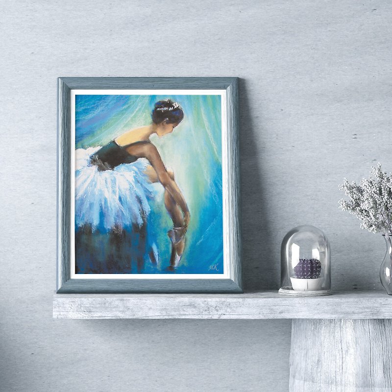 Blue ballerina in tutu poster Girl nursery wall art - 掛牆畫/海報 - 紙 
