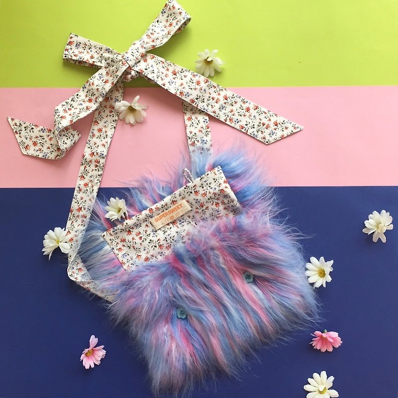 Cotton Candy Furry Friend Bag - Handbags & Totes - Polyester Blue