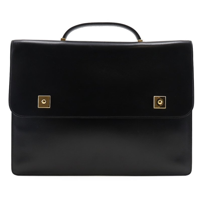 【日本直送】エルメス HERMES ダニューブ38 ビジネスバッグ ブリーフケース 6Z カーフ 黒/ゴールド金具  メンズ【中古】 - 電腦包/筆電包 - 真皮 黑色