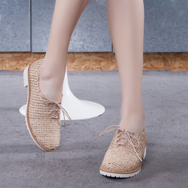 Maffeo Straw Shoes Midsummer Dream Summer Style Braided Shoes (6901 Blue/Pink/Beige) - รองเท้าลำลองผู้หญิง - ไนลอน สึชมพู