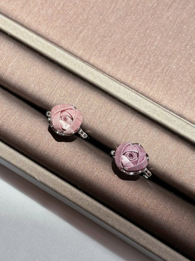 【Re-Re】 Silk Flora - Little Roses Ring (Adjustable) Pink/Purple - General Rings - Silk Pink