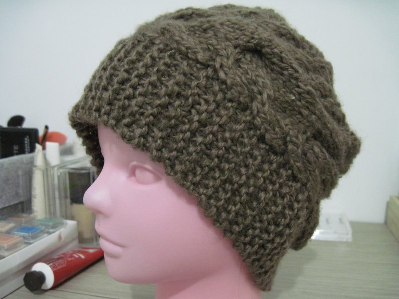 Horizontal knitting rough hat specials - Hats & Caps - Wool Khaki