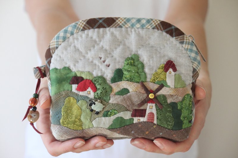 Bag for Cosmetic Japanese Patchwork, Big Size Zipped Case For Small Belongings - 化妝包/收納袋 - 其他材質 多色