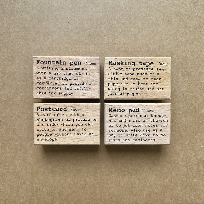 Dictionary series stamp (Fountain pen, maskingtape, postcard, memo pad) - Stamps & Stamp Pads - Wood 