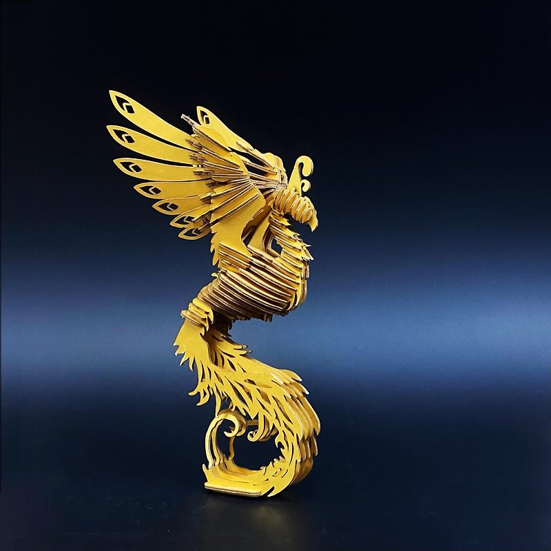 Lucky Golden Phoenix (Gold) DIY hand-made environmentally friendly paper - งานไม้/ไม้ไผ่/ตัดกระดาษ - กระดาษ สีทอง