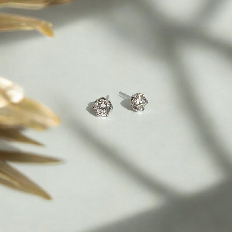 925 Sterling Silver | Classic Six-Prong Solitaire Diamond 4.75mm_Earrings - ต่างหู - เครื่องประดับ 