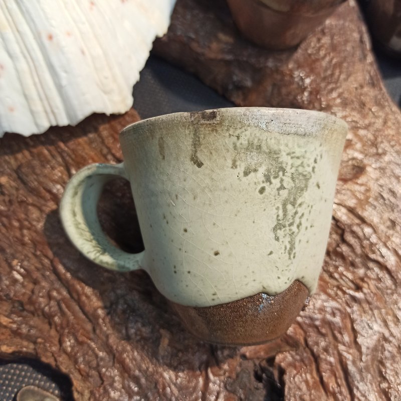 Firewood Coffee Cup Mug Celadon Glaze - Mugs - Pottery Green