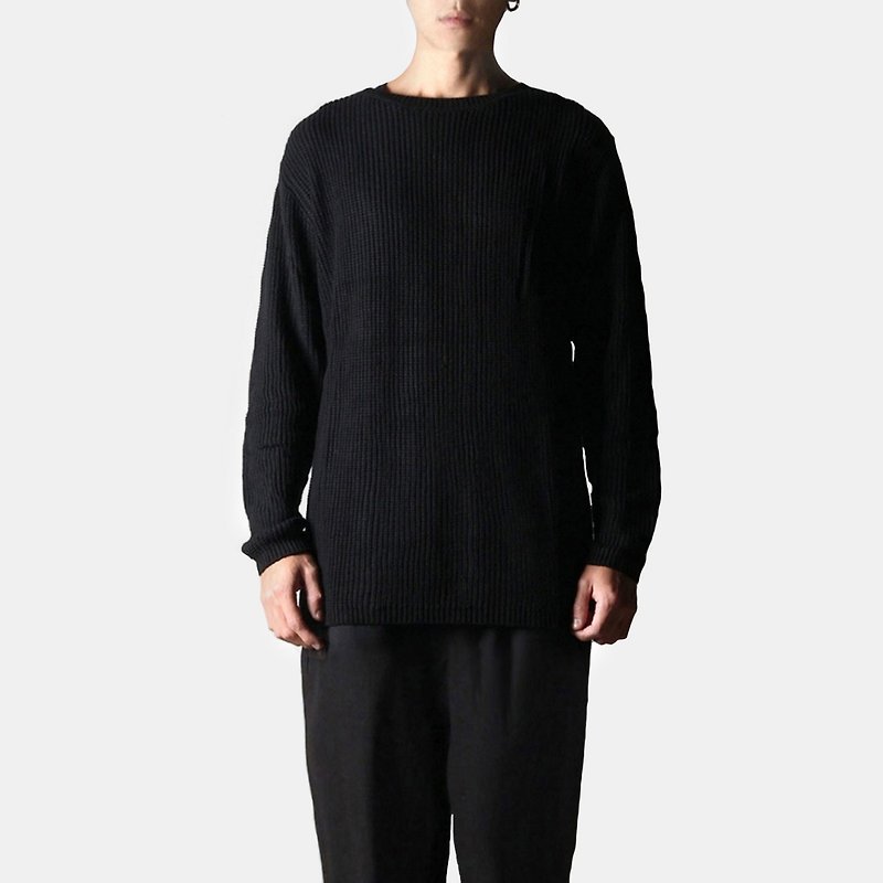 Check knitted sweater - สเวตเตอร์ผู้ชาย - วัสดุอื่นๆ สีดำ