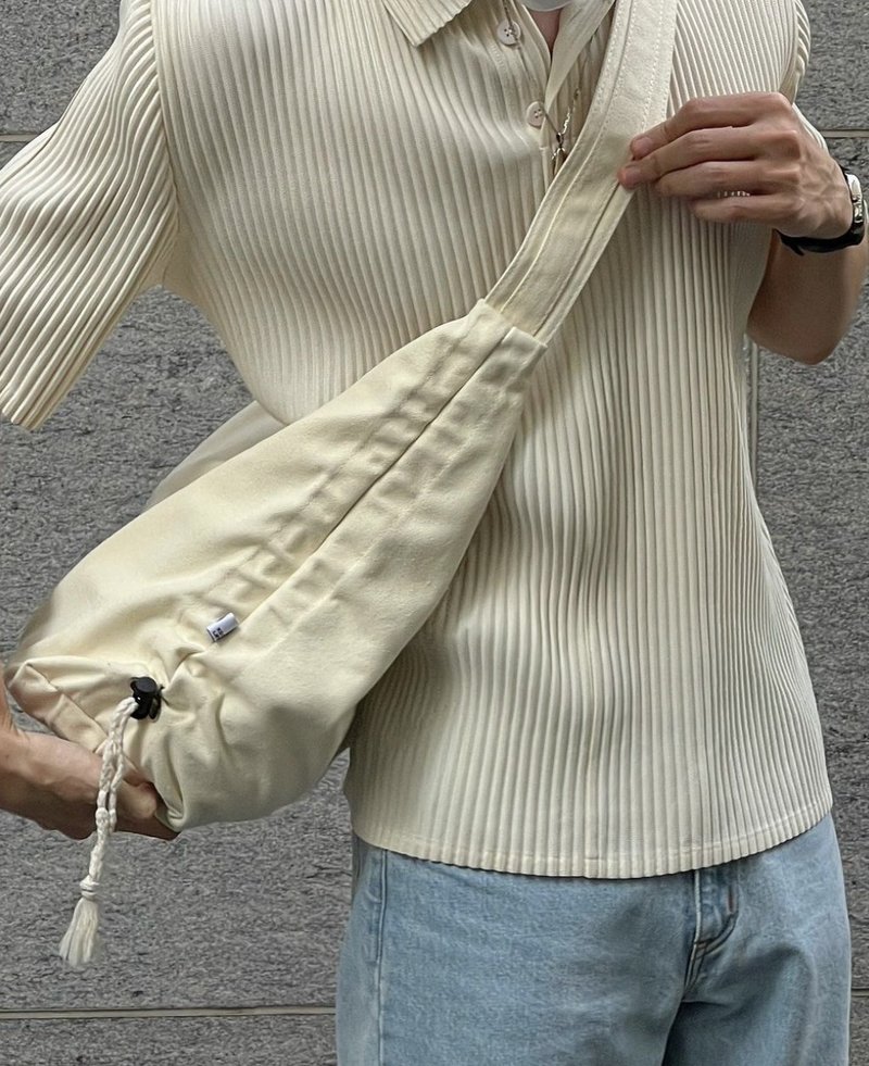 Parma Bag - Thick Canvas bag with pocket inside - Messenger Bags & Sling Bags - Cotton & Hemp White