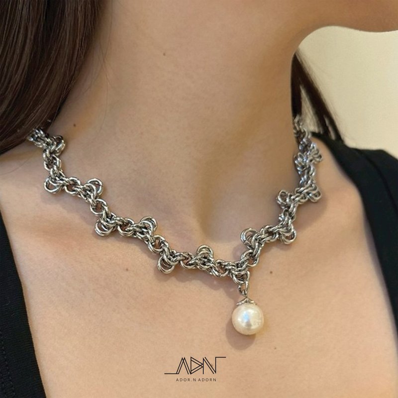 Lace#1 - 項鍊 - 不鏽鋼 銀色