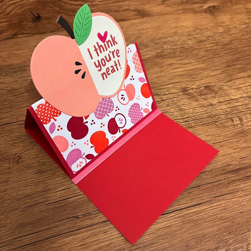 I think you're neat! POP-UP Apple Valentine's Day Love Card - การ์ด/โปสการ์ด - กระดาษ สีแดง
