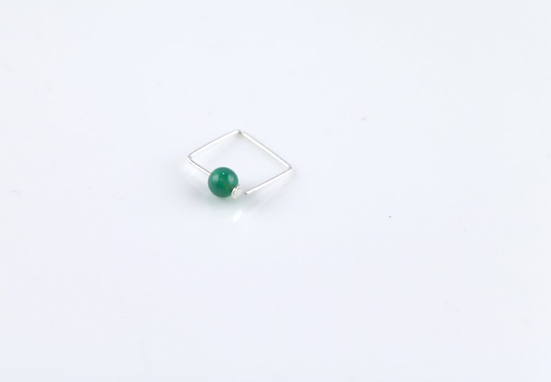 Pin Series Earrings - Green Agate - ต่างหู - เงินแท้ 