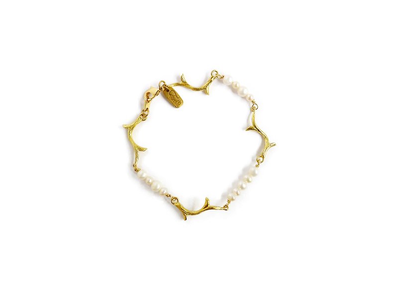 Ficelle | Handmade Brass Natural Stone Bracelet | [Walking] Old Things Deep - Bracelet - สร้อยข้อมือ - ทองแดงทองเหลือง 