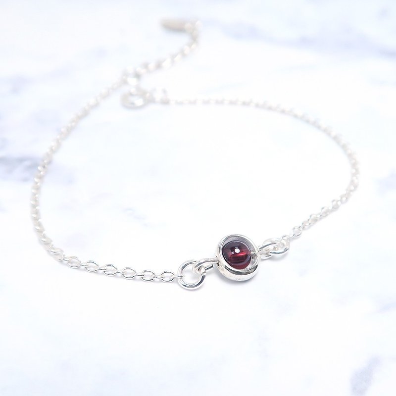 Wine Red Pomegranate Imagery Bracelet (Small) - 925 Sterling Silver Natural Stone Bracelet - Bracelets - Sterling Silver Red