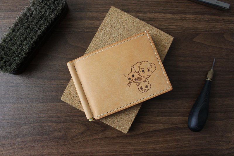 聖誕禮物【客製】鈔票夾 錢夾 皮製短銀包 - 錢包/皮夾/長短夾 - 真皮 