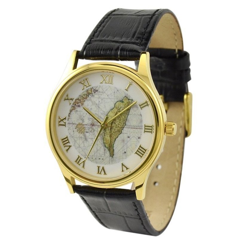古代の地図時計（台湾） - 腕時計 ユニセックス - ステンレススチール ゴールド
