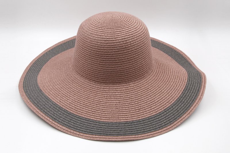 【紙布家】雙色大波浪(葡萄紫)紙線編織 - 帽子 - 紙 粉紅色