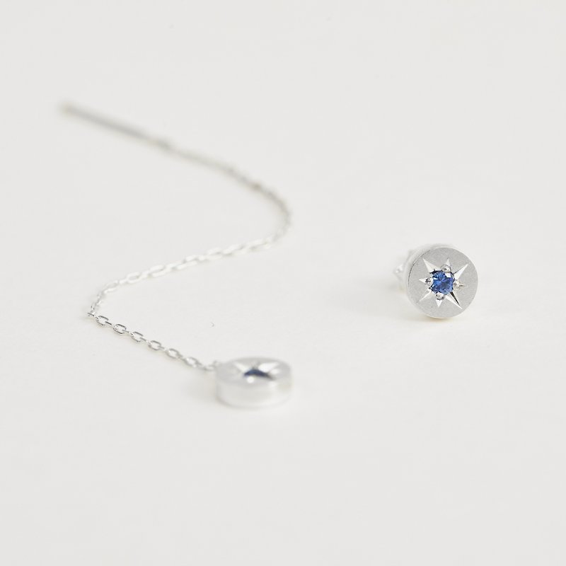 Starlight flashing morning star gem star asymmetrical draped sterling silver earrings blue - Earrings & Clip-ons - Gemstone Blue