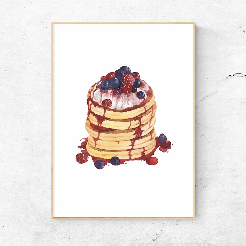 Berry Pancake Art Print - การ์ด/โปสการ์ด - กระดาษ สีแดง