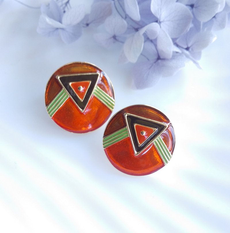 Vintage Jewelry 西洋古董飾品 復古普普 幾何 針式耳環 - 耳環/耳夾/耳骨夾 - 其他金屬 透明